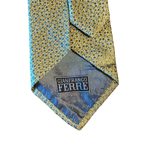 Vintage Gianfranco Ferre Made in Italy 100% Silk Iridescent Gold Print - Picture 3 of 6
